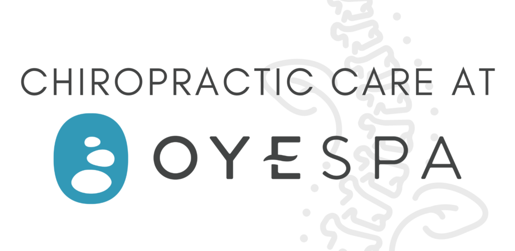 Logo of OyeSpa advertising chiropractic care services, featuring a beautiful turquoise emblem and spine graphic, capturing the essence of a wellness salon. - OYESPA Aveda Lifestyle | nver Grove Heights, MN