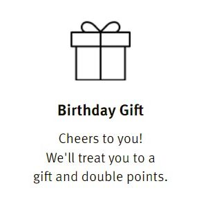 A simple graphic of a gift box above the text "Birthday Gift. Cheers to you! We'll treat you to a gift and double points with Aveda Plus Rewards. - OYESPA Aveda Lifestyle | nver Grove Heights, MN