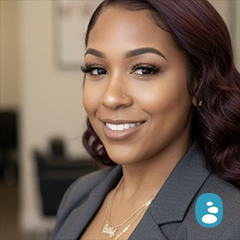 A woman with long dark hair, wearing a gray blazer and layered necklaces, smiles at the camera in an indoor setting. - OYESPA Aveda Lifestyle | nver Grove Heights, MN